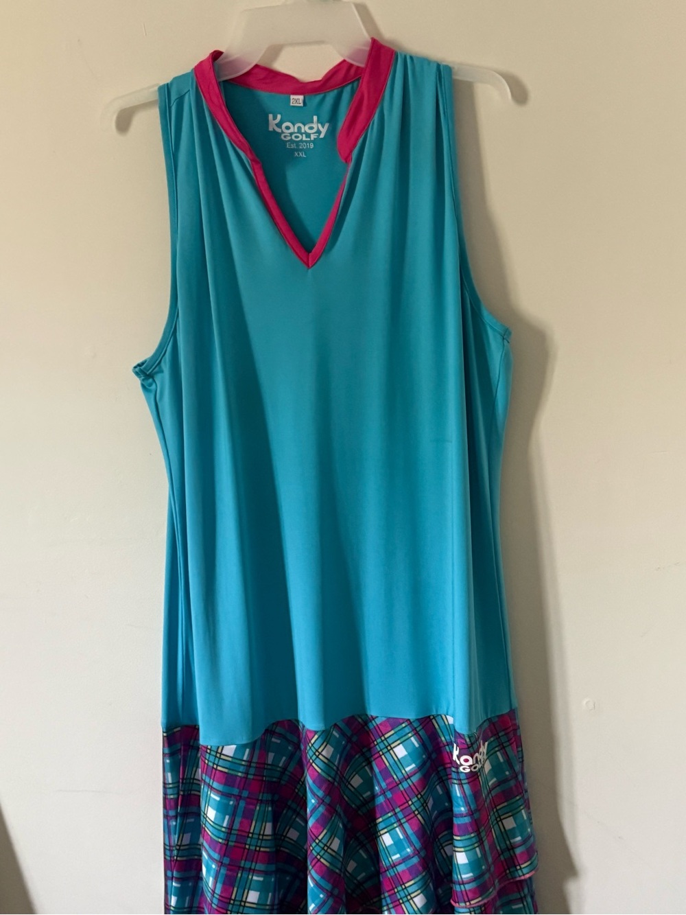 Women's Teal & Pink Sleeveless Golf Dress
